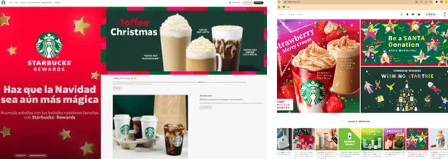 Starbucks brand content localised for Spain and Japan — same brand, two different audiences