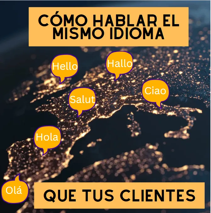 Mujer sonriendo mientras se comunica en el idioma de su cliente, generando confianza y conexión con la marca