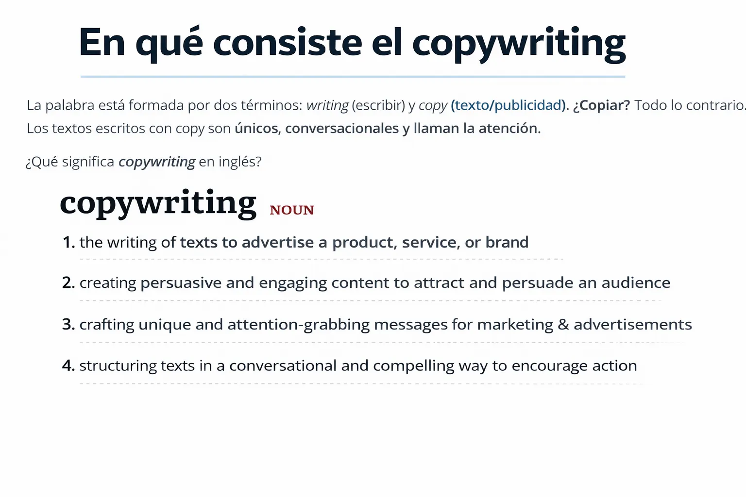 Concepto de copywriting - textos persuasivos para empresas